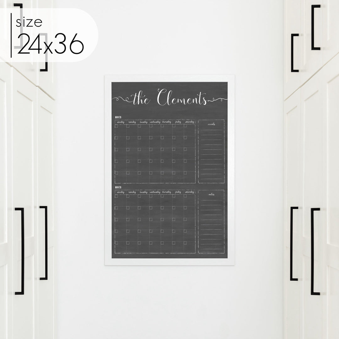 2 Month Framed Chalkboard Calendar + 2 sections | Vertical Knope