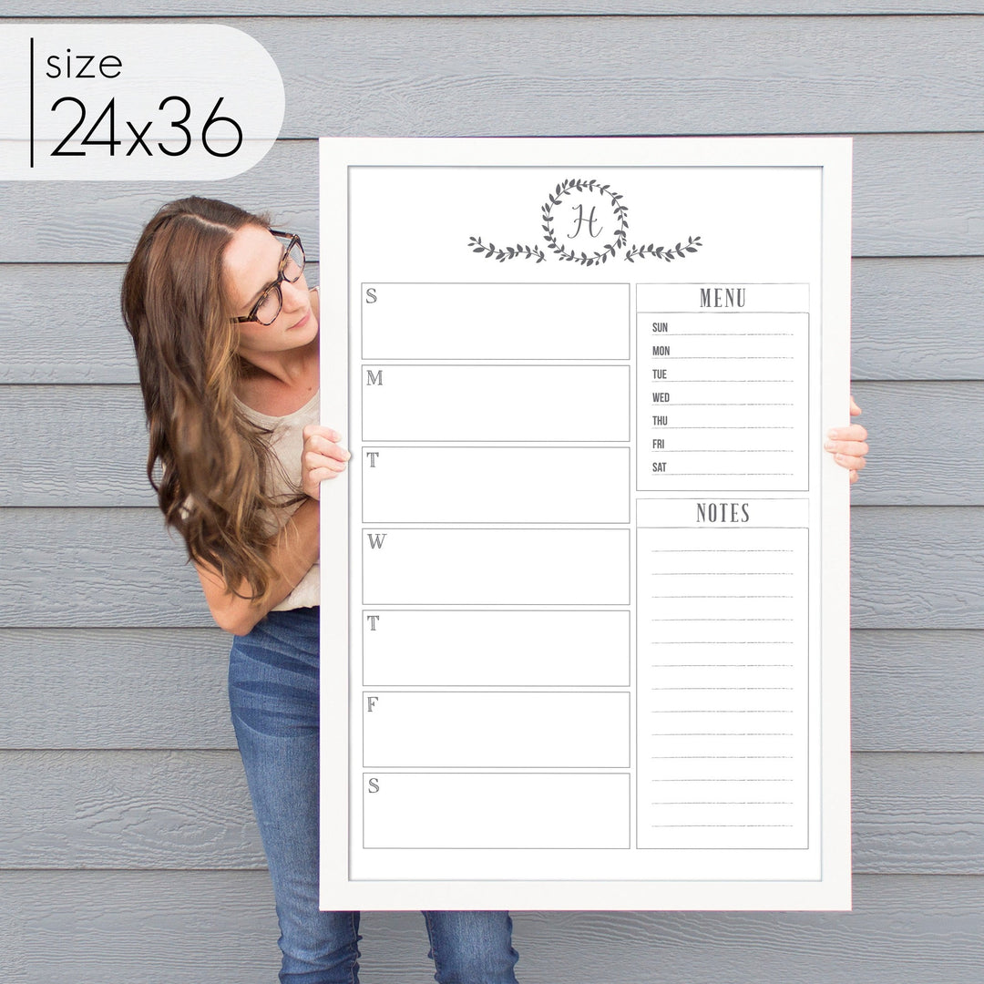 Weekly Framed Whiteboard Calendar + 2 sections | Vertical Donna
