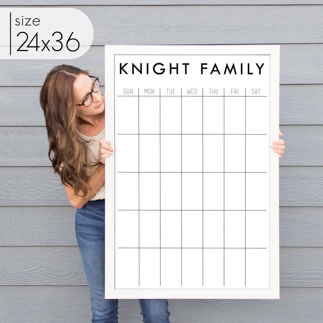 Monthly Framed Whiteboard Calendar | Vertical Madi