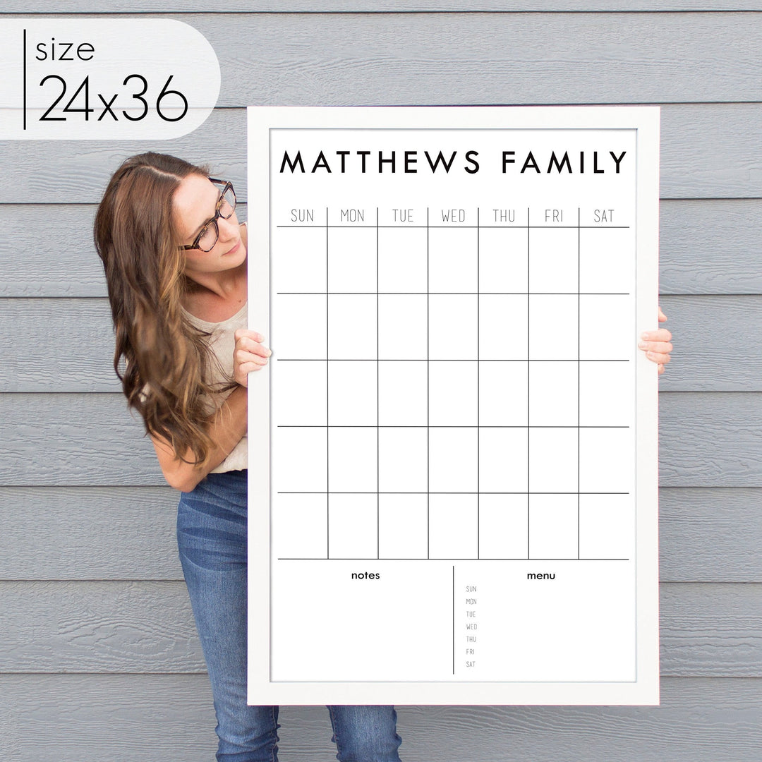 Monthly Framed Whiteboard Calendar + 2 sections | Vertical Madi