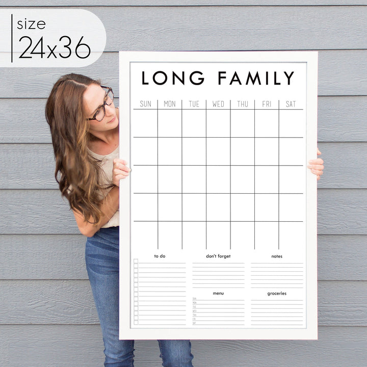 Monthly Framed Chalkboard Calendar + 5 sections | Vertical Madi