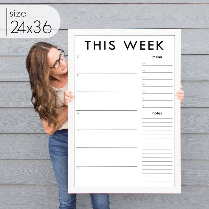 Weekly Framed Whiteboard Calendar + 2 sections | Vertical Madi