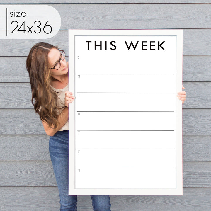 Weekly Framed Whiteboard Calendar + 3 sections | Horizontal Madi