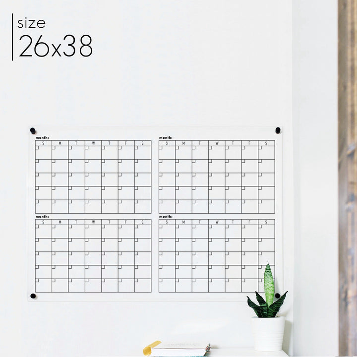 Acrylic 4 Month Quarterly Calendar | Horizontal Multi-style