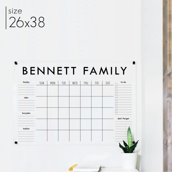 Monthly Acrylic Calendar + 6 Sections | Horizontal Madi