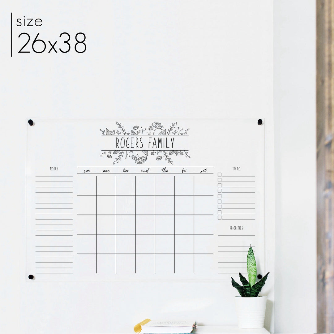 Monthly Acrylic Calendar + 3 Sections | Horizontal Lucy