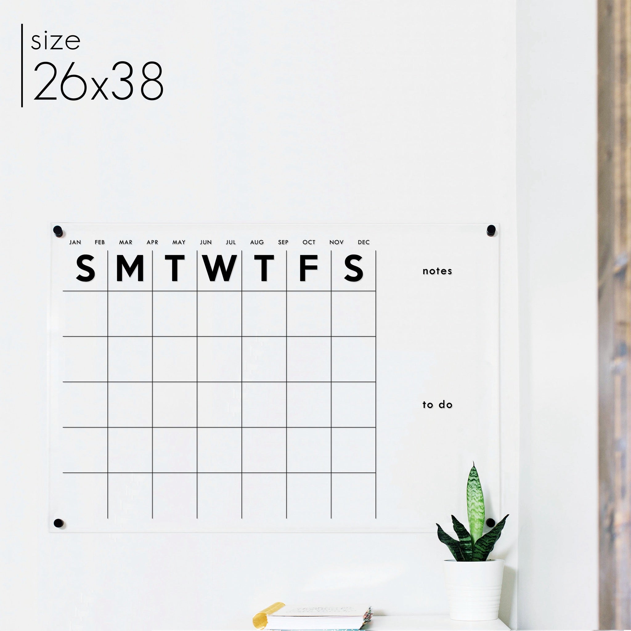 Monthly Acrylic Calendar + 2 Sections | Horizontal Minimalist