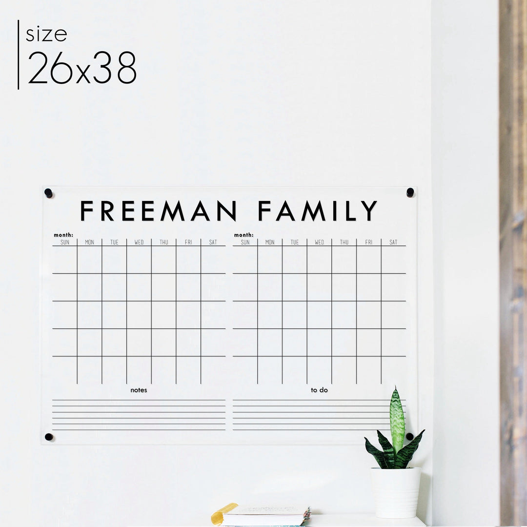 2 Month Acrylic Calendar + 2 Sections | Horizontal Madi
