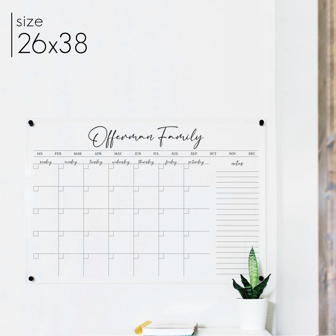 Monthly Acrylic Calendar + 1 Section | Horizontal Pennington