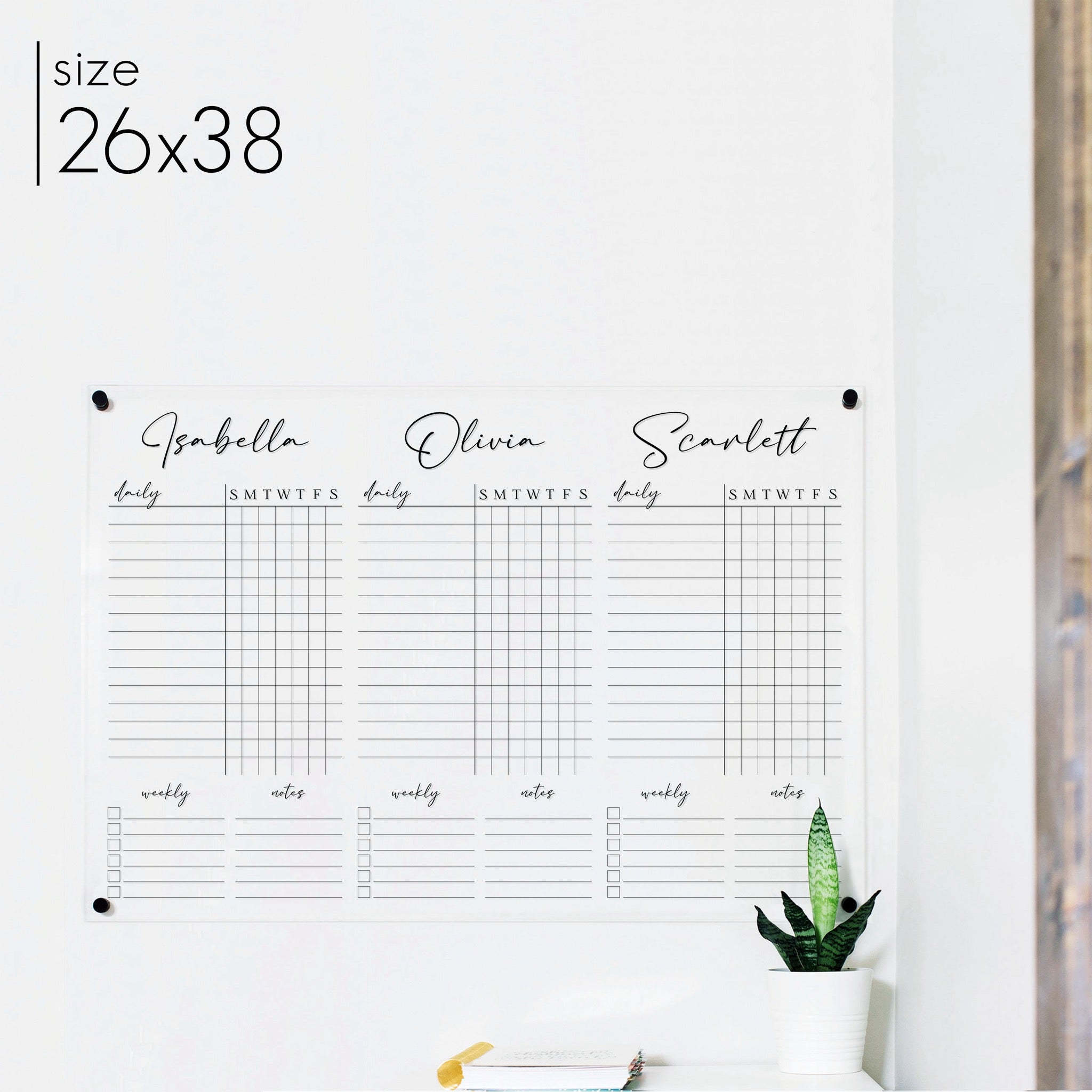 3 Person Acrylic Chore Chart | Horizontal Pennington