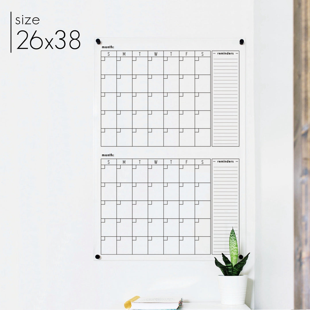 2 Month Acrylic Calendar + 2 Sections | Vertical Multi-style