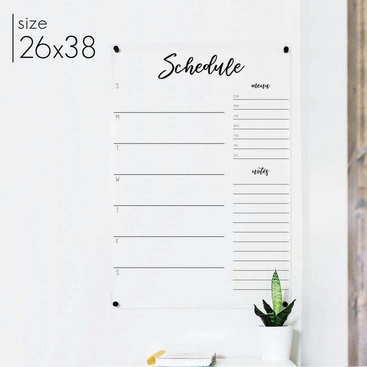 Weekly Acrylic Calendar + 2 Sections | Vertical Traeger