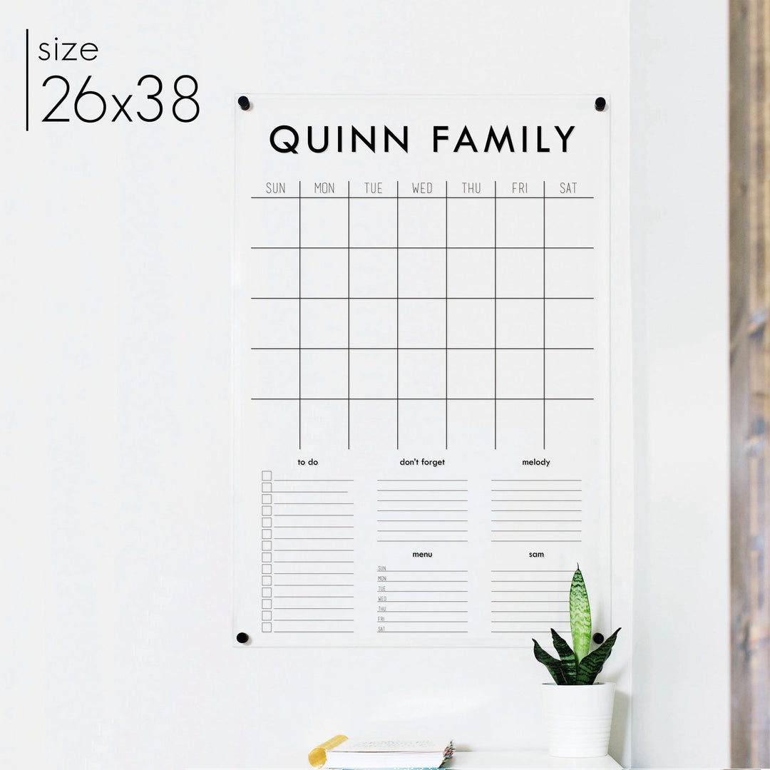 Monthly Acrylic Calendar + 5 Sections | Vertical Madi