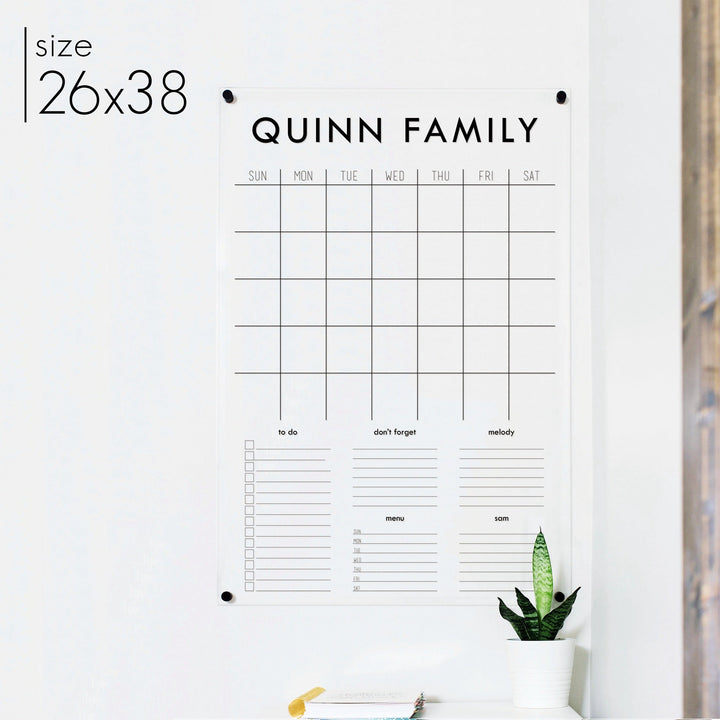 Monthly Acrylic Calendar + 5 Sections | Vertical Madi