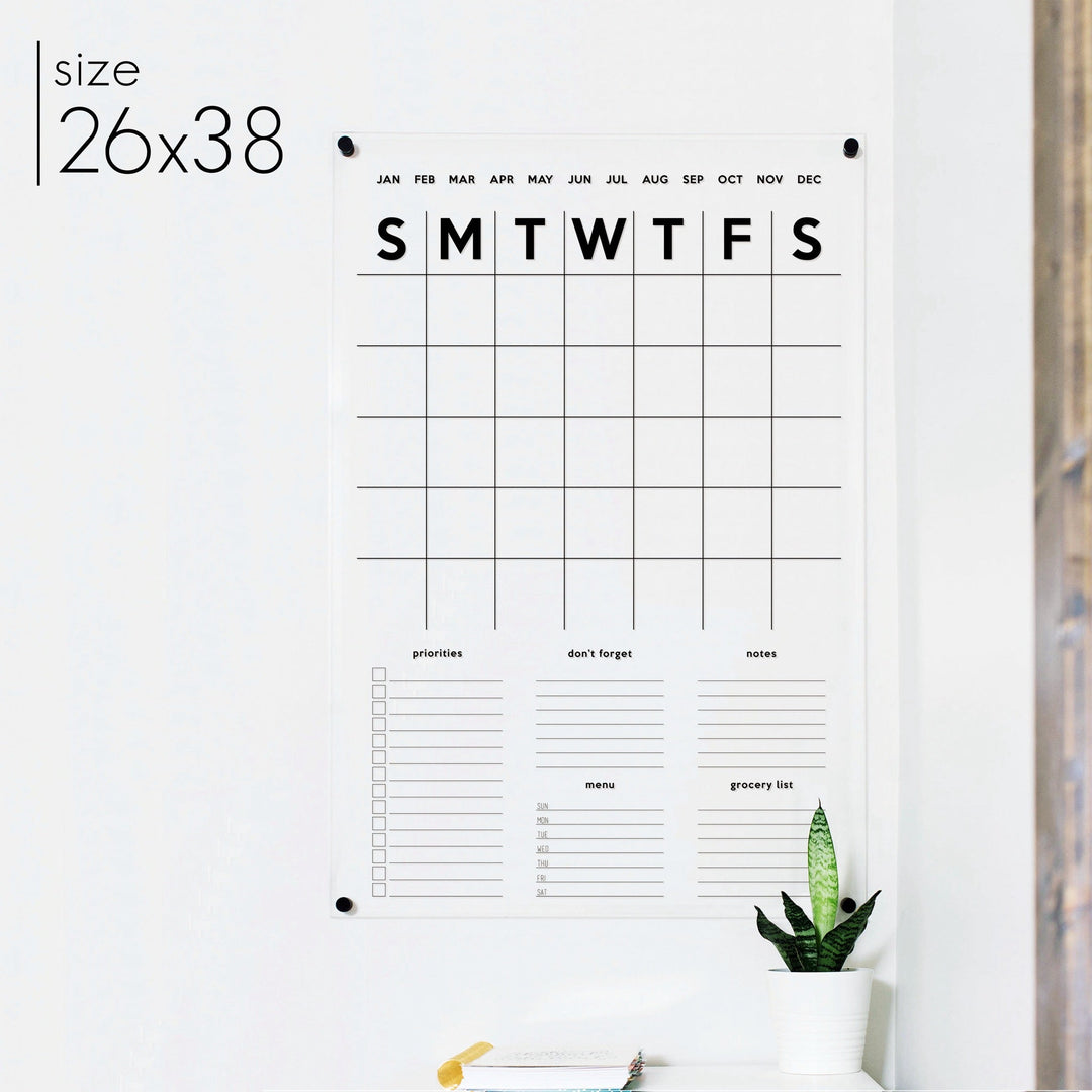 Monthly Acrylic Calendar + 5 Sections | Vertical Minimalist