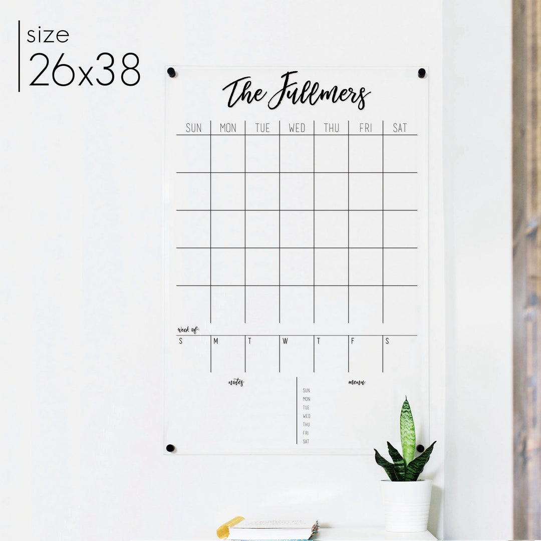 Week & Month Acrylic Calendar + 2 Sections | Vertical Traeger