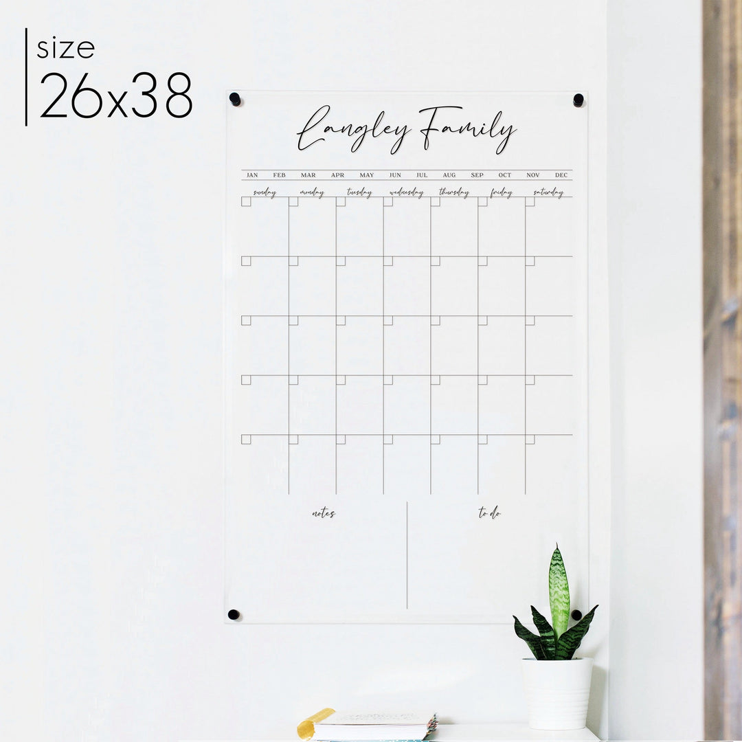 Monthly Acrylic Calendar + 2 Sections | Vertical Pennington