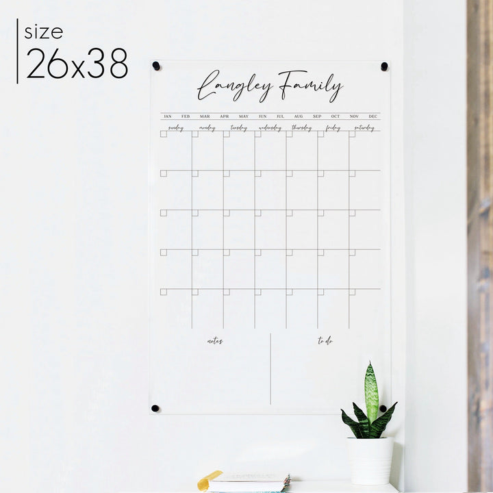Monthly Acrylic Calendar + 2 Sections | Vertical Pennington
