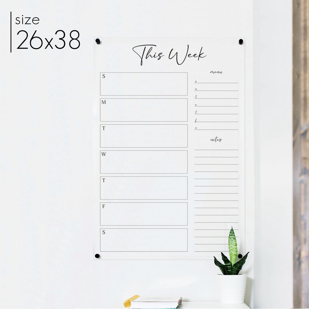 Weekly Acrylic Calendar + 2 Sections | Vertical Pennington