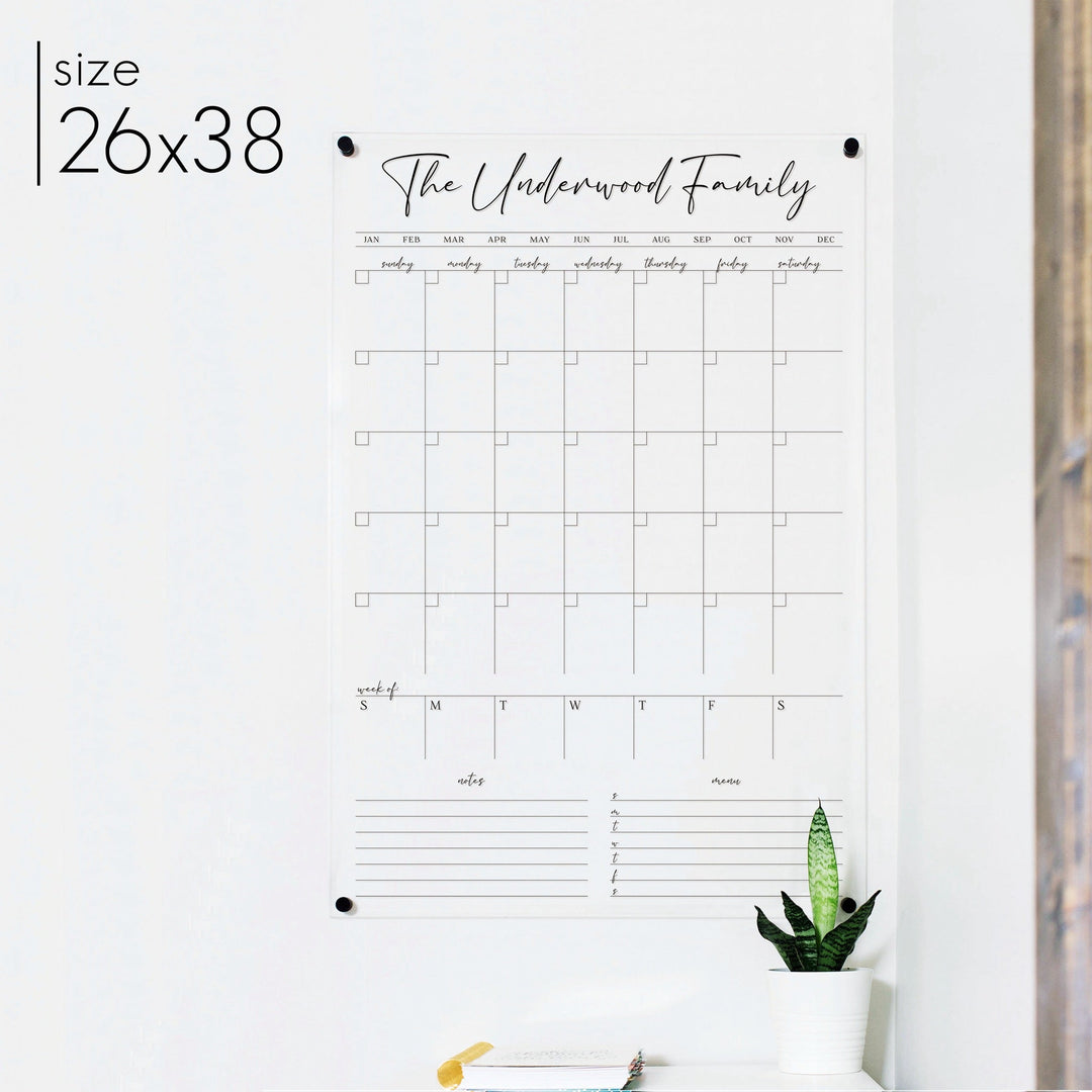 Week & Month Acrylic Calendar + 2 Sections | Vertical Pennington