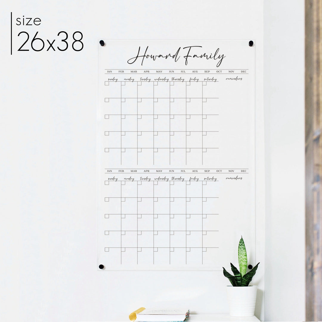 2 Month Acrylic Calendar + 2 Sections | Vertical Pennington