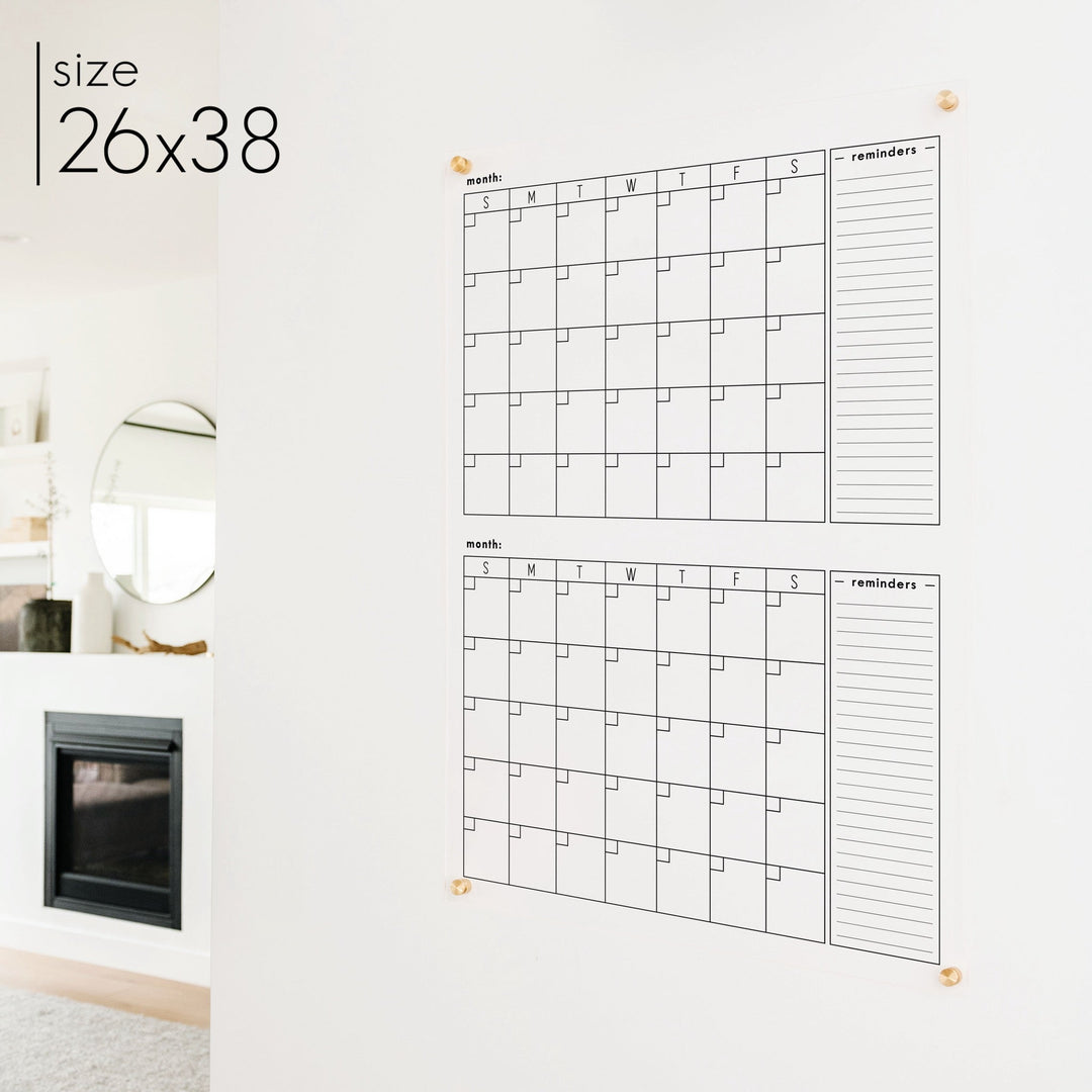2 Month Acrylic Calendar + 2 Sections | Vertical Multi-style