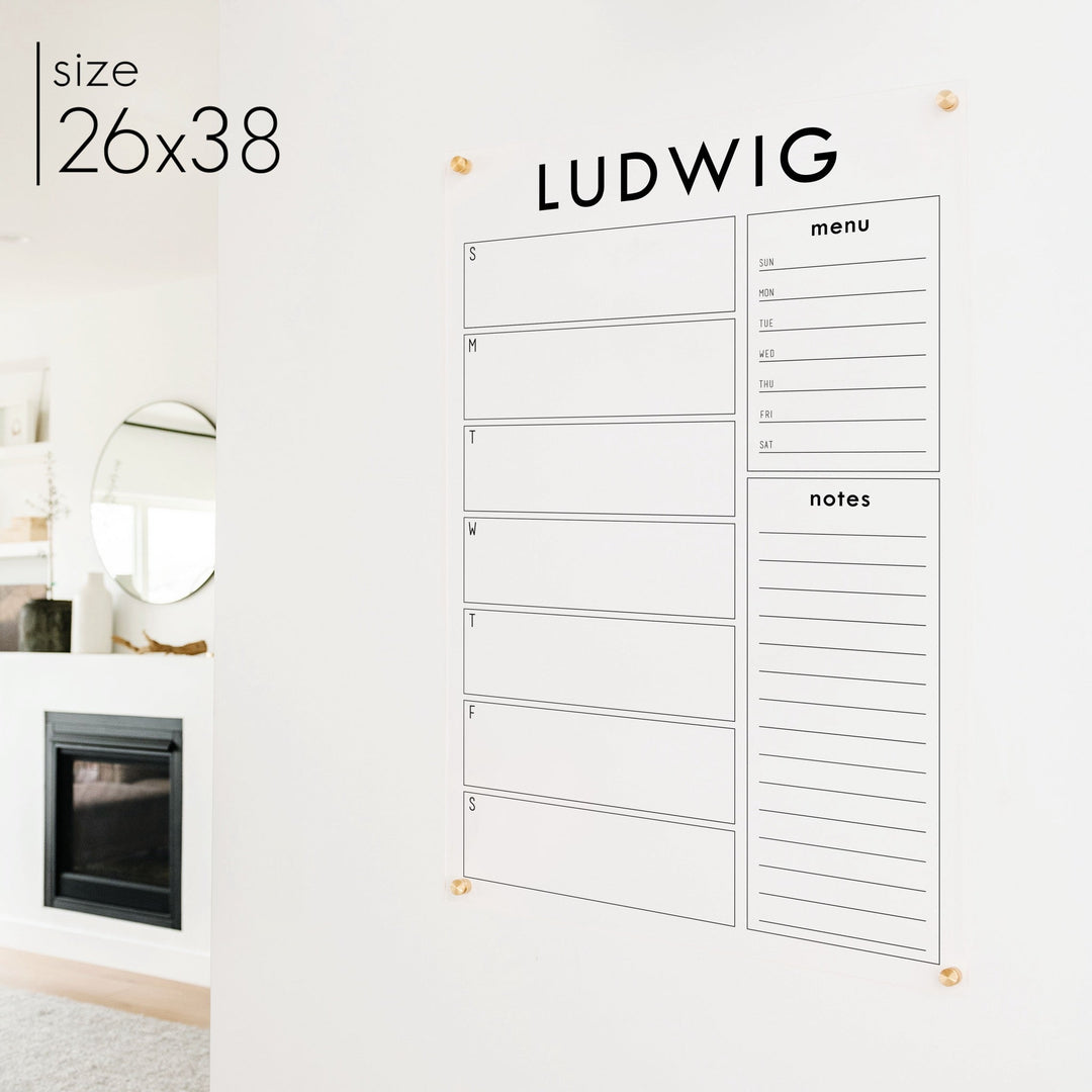 Weekly Acrylic Calendar + 2 Sections | Vertical Craig