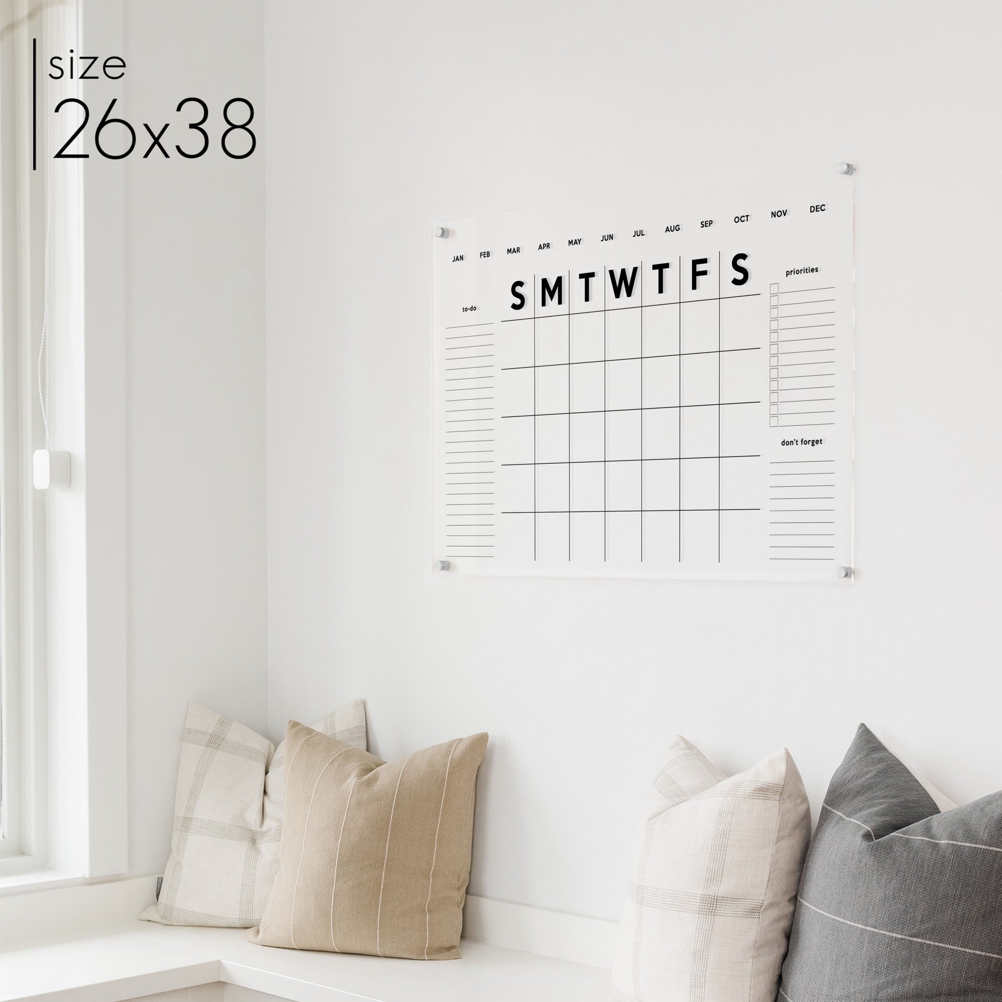Monthly Acrylic Calendar + 3 Sections | Horizontal Minimalist