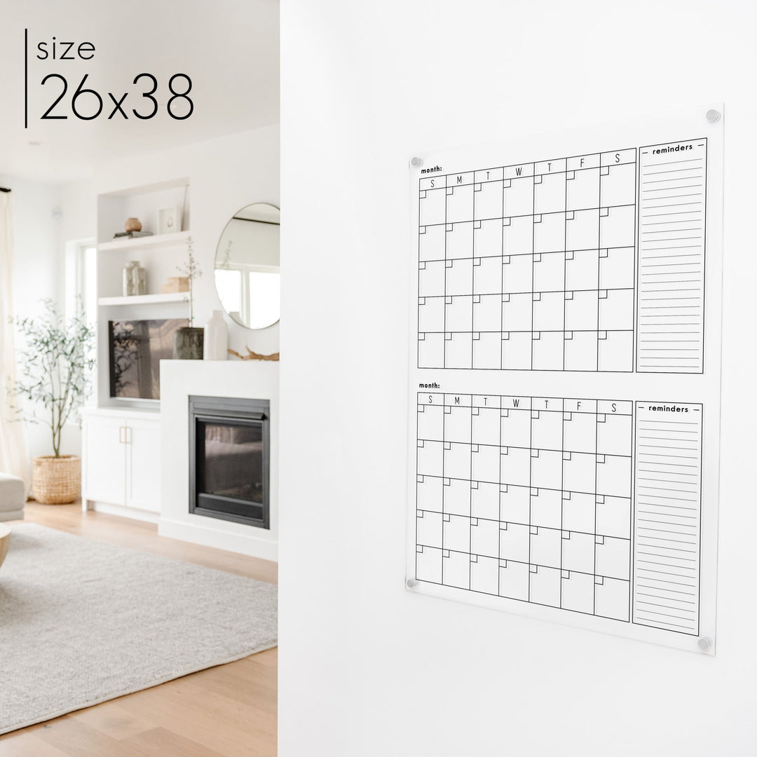 2 Month Acrylic Calendar + 2 Sections | Vertical Multi-style