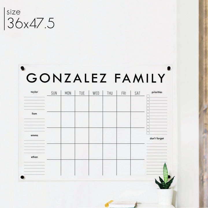 Monthly Acrylic Calendar + 6 Sections | Horizontal Madi