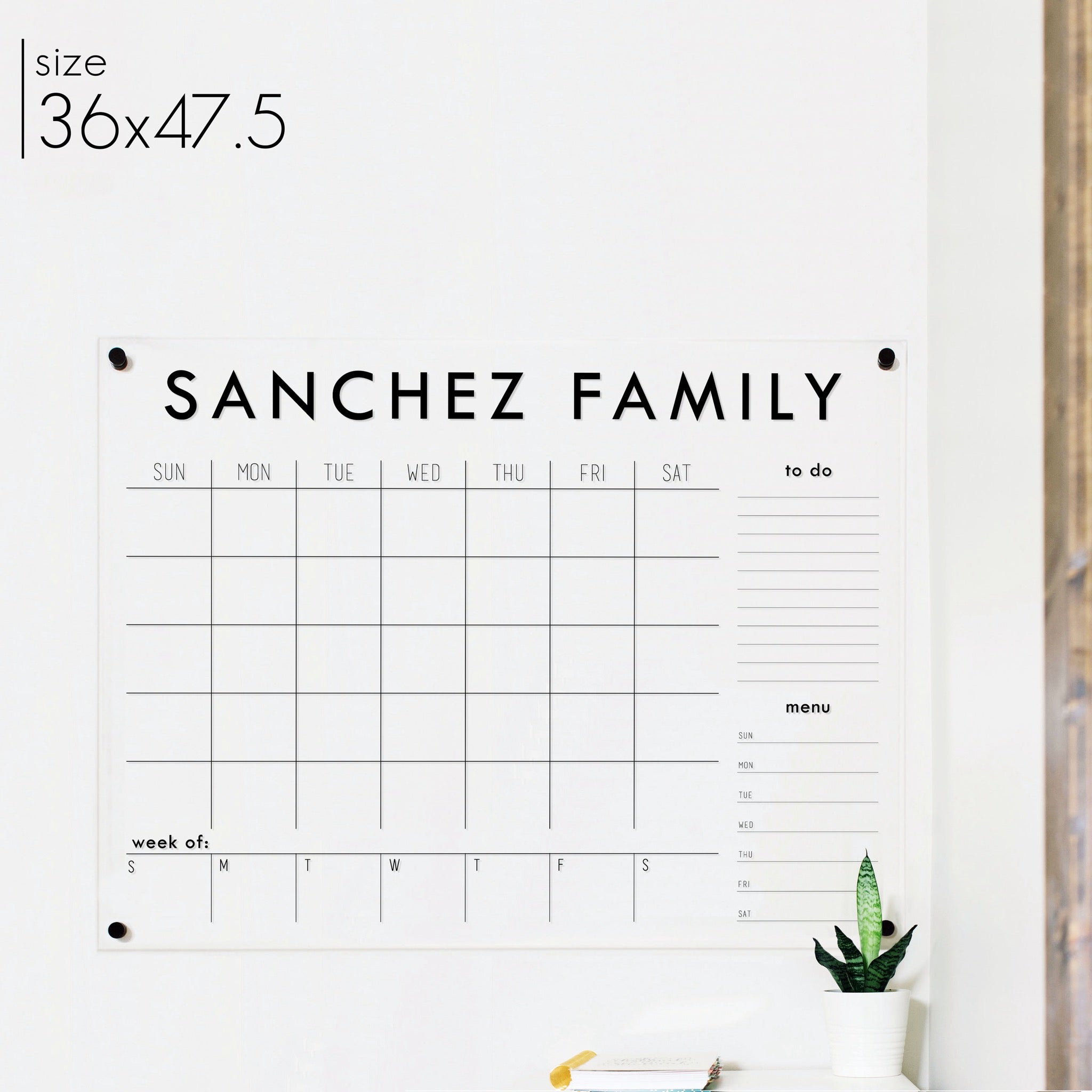 Week & Month Acrylic Calendar + 2 Sections | Horizontal Madi