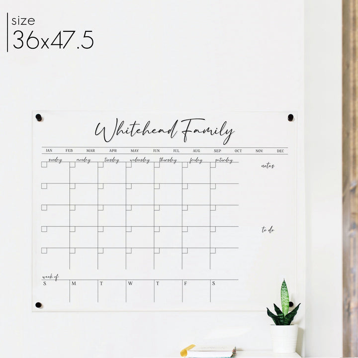 Week & Month Acrylic Calendar + 2 Sections | Horizontal Pennington