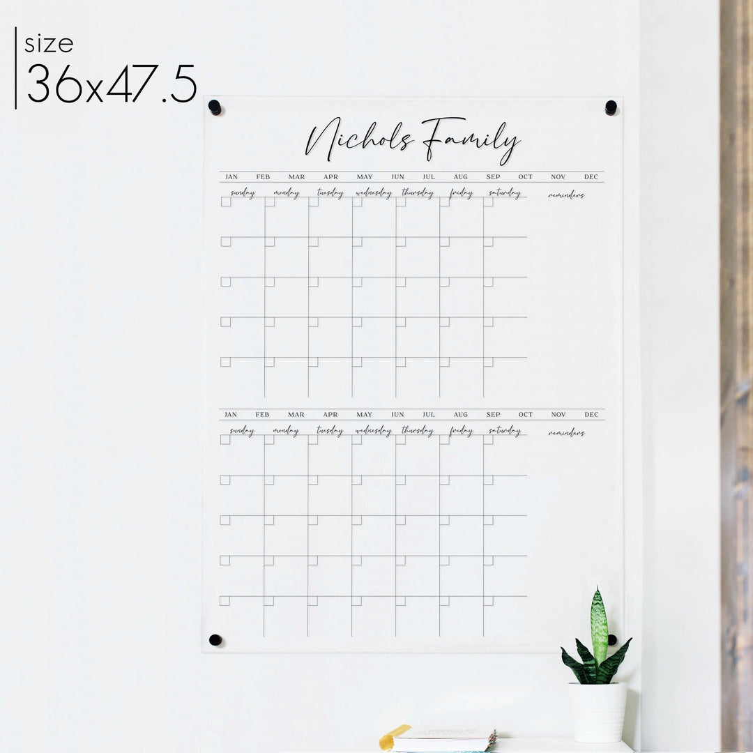 2 Month Acrylic Calendar + 2 Sections | Vertical Pennington