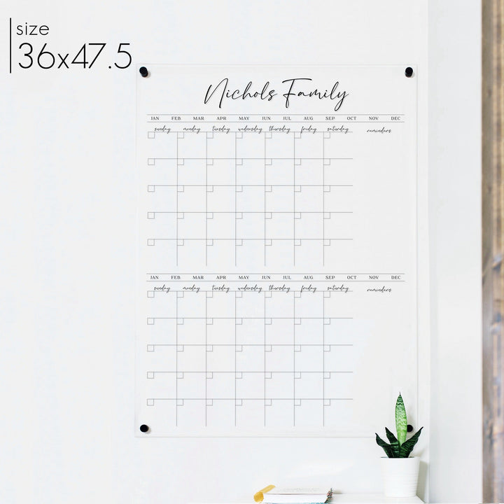 2 Month Acrylic Calendar + 2 Sections | Vertical Pennington