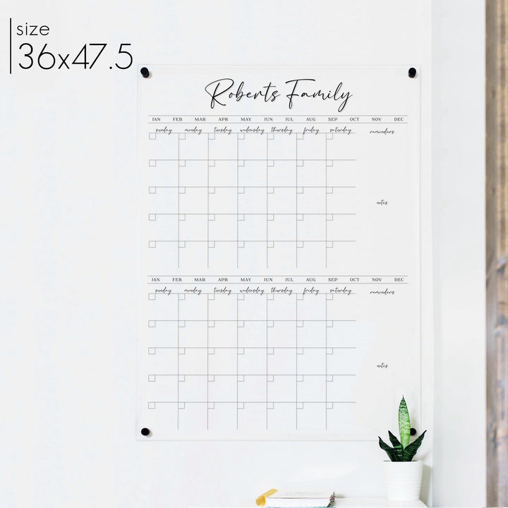 2 Month Acrylic Calendar + 4 Sections | Vertical Pennington