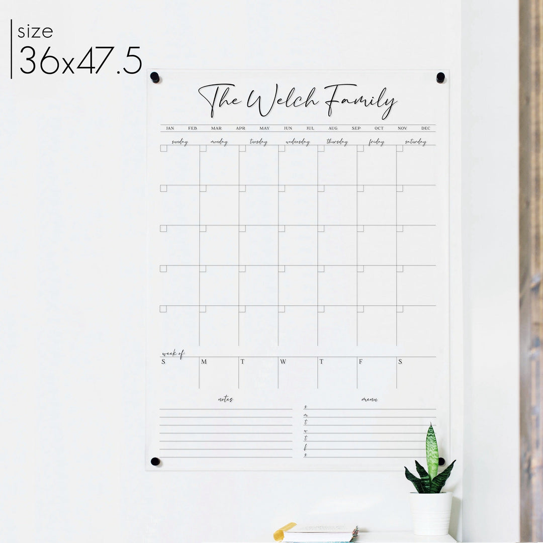 Week & Month Acrylic Calendar + 2 Sections | Vertical Pennington