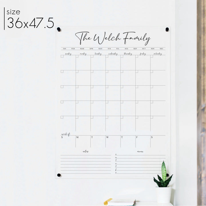Week & Month Acrylic Calendar + 2 Sections | Vertical Pennington