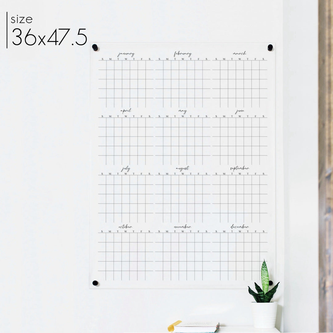 Acrylic Yearly Calendar | Vertical Pennington