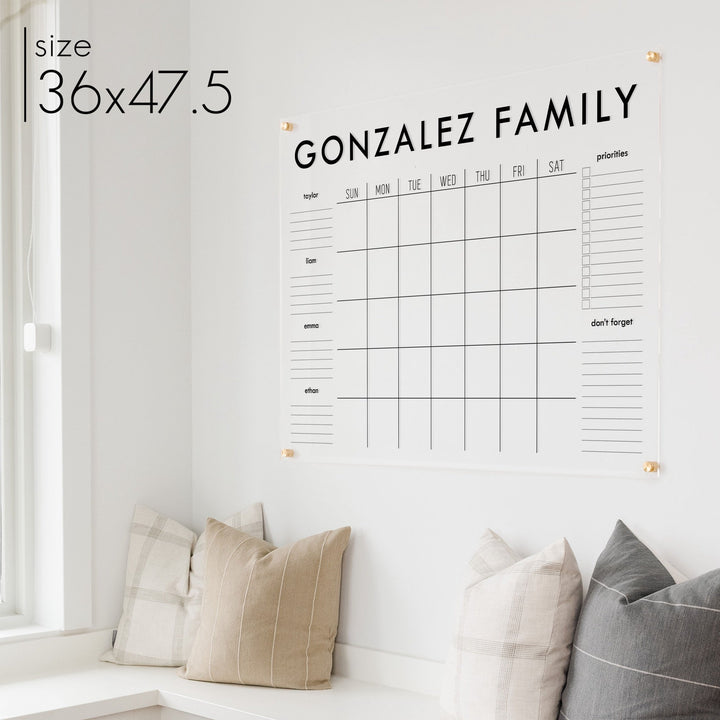 Monthly Acrylic Calendar + 6 Sections | Horizontal Madi