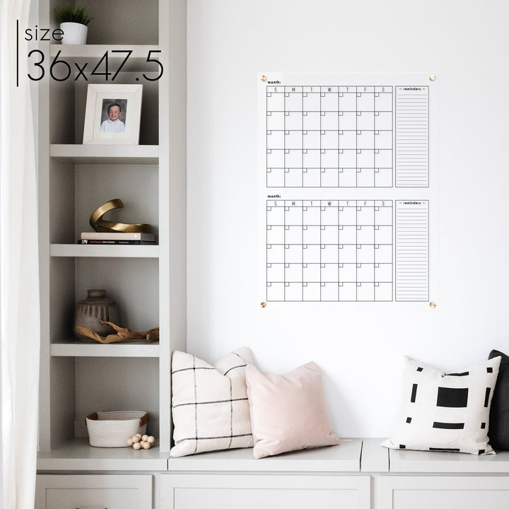 2 Month Acrylic Calendar + 2 Sections | Vertical Multi-style