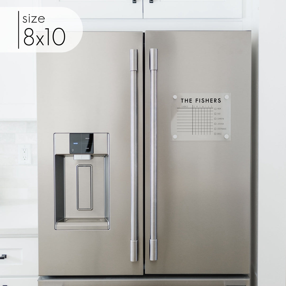Acrylic Fridge Family Chore Chart | Horizontal Madi