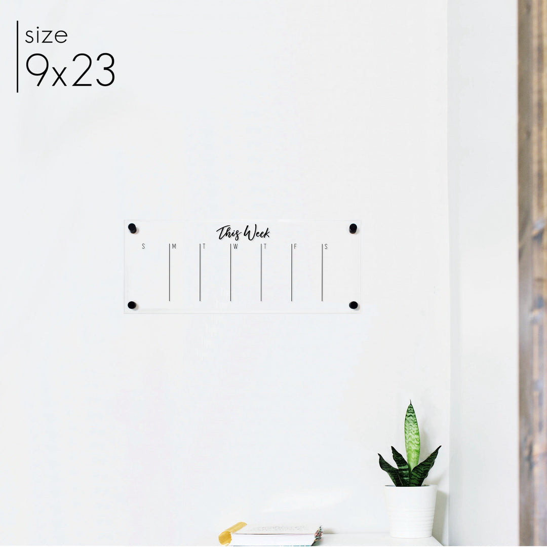 Slim Weekly Acrylic Calendar | Horizontal Traeger