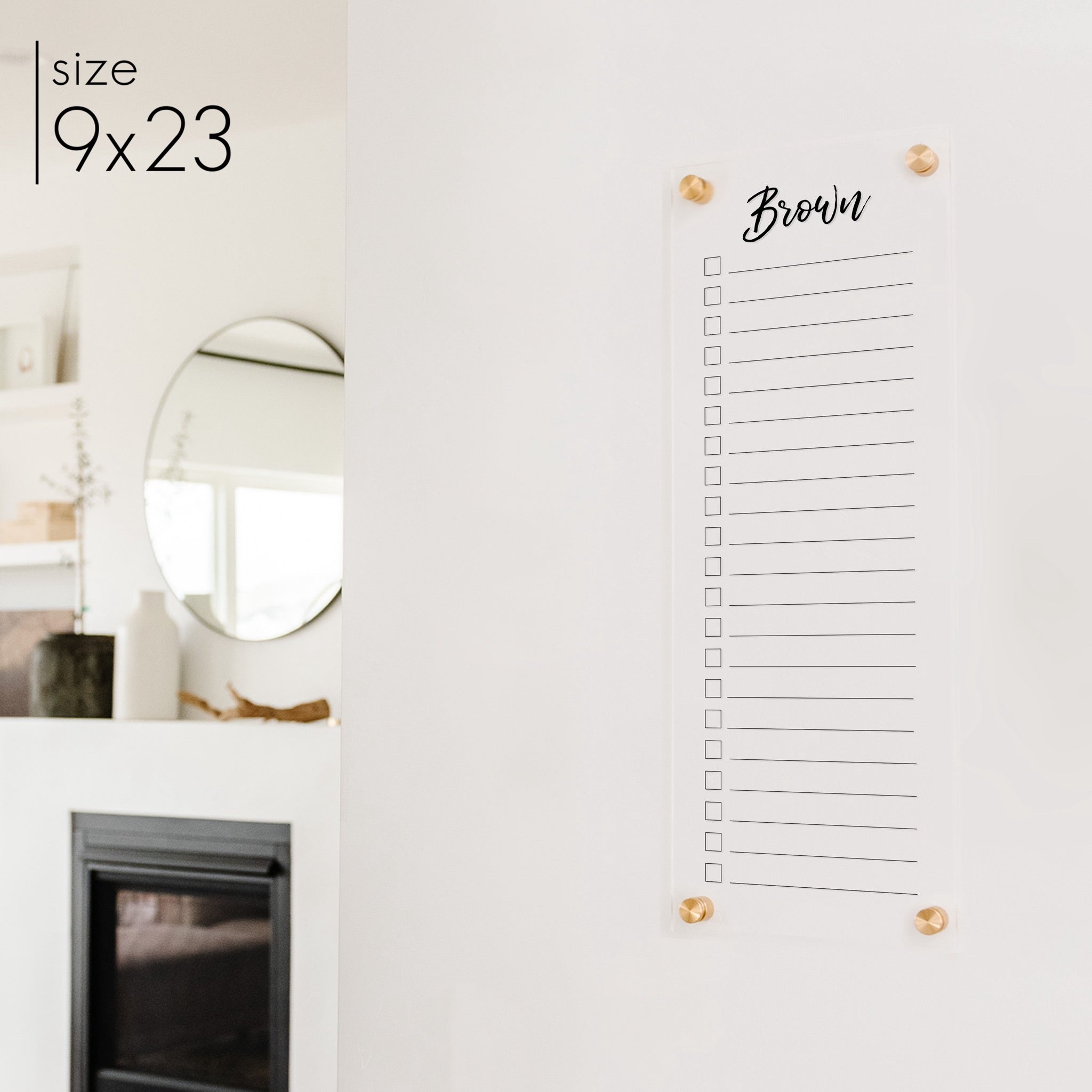 Slim Acrylic Dry-erase Checklist | Vertical Traeger