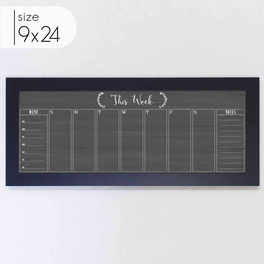 Slim Weekly Framed Chalkboard + 2 sections | Horizontal Eagleton