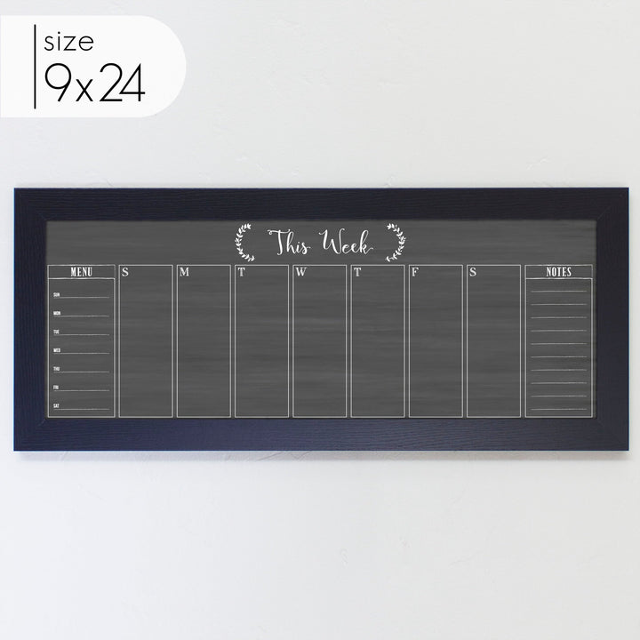Slim Weekly Framed Chalkboard + 2 sections | Horizontal Eagleton