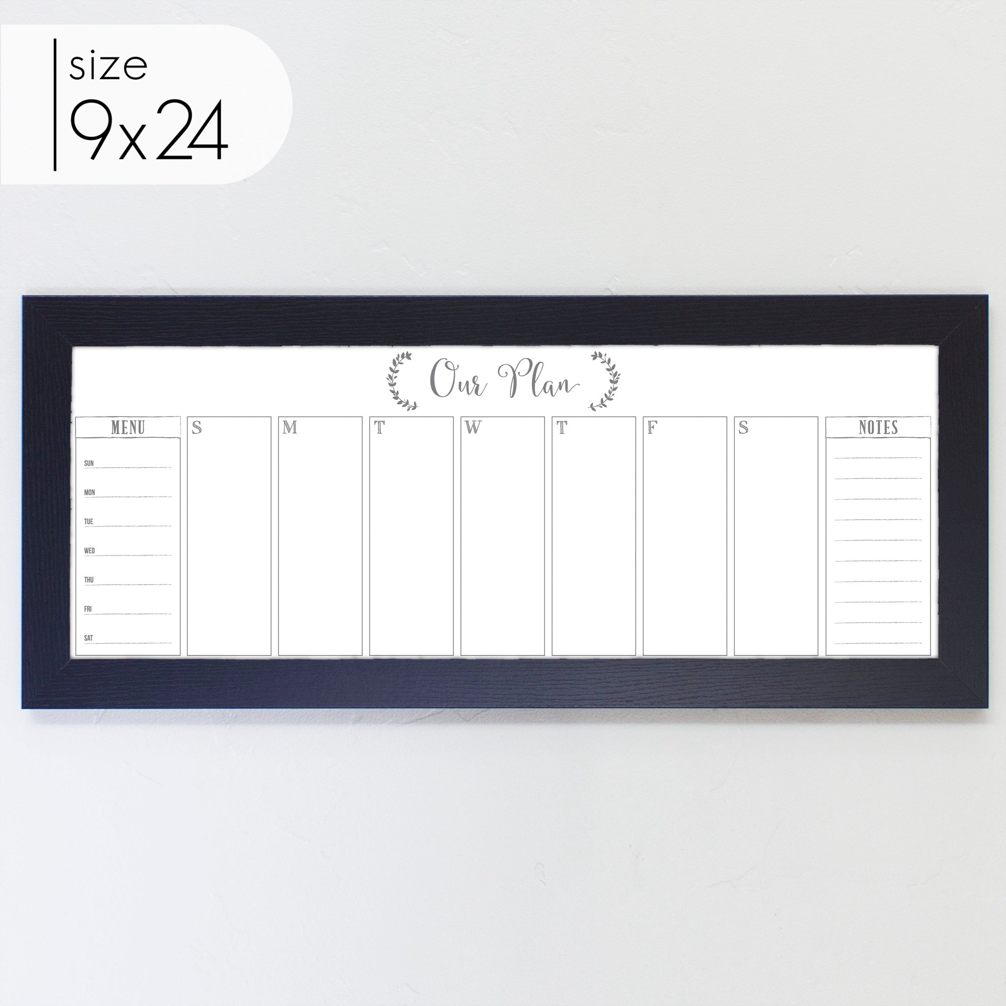 Slim Weekly Framed Whiteboard + 2 sections | Horizontal Eagleton