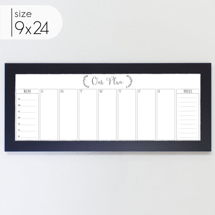 Slim Weekly Framed Whiteboard + 2 sections | Horizontal Eagleton