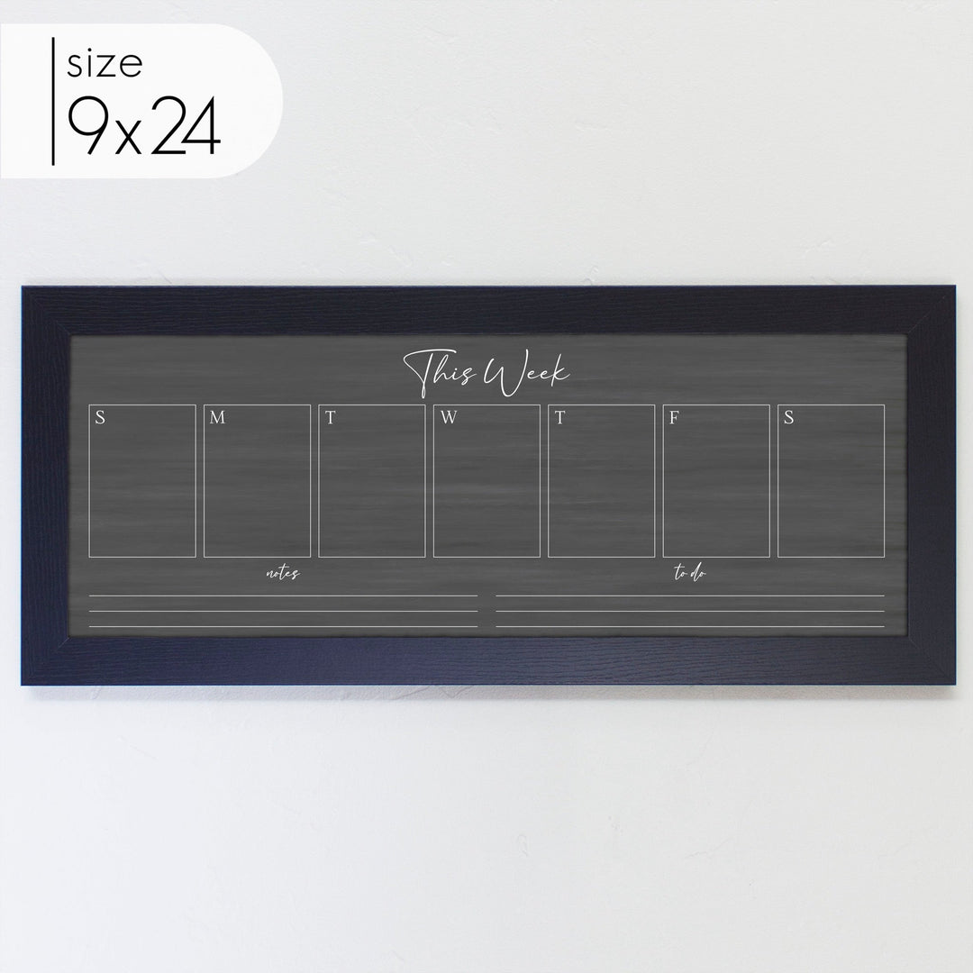 Slim Weekly Framed Chalkboard + 2 sections | Horizontal Pennington
