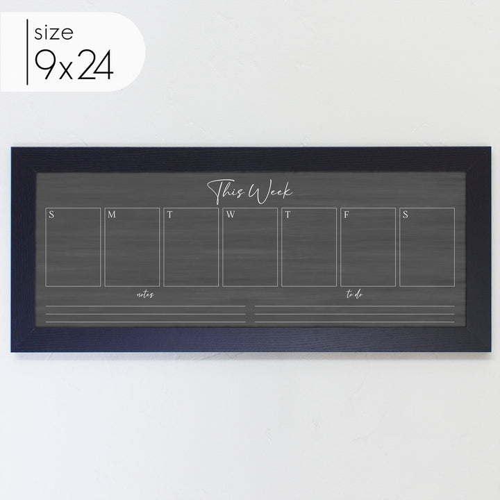 Slim Weekly Framed Chalkboard + 2 sections | Horizontal Pennington