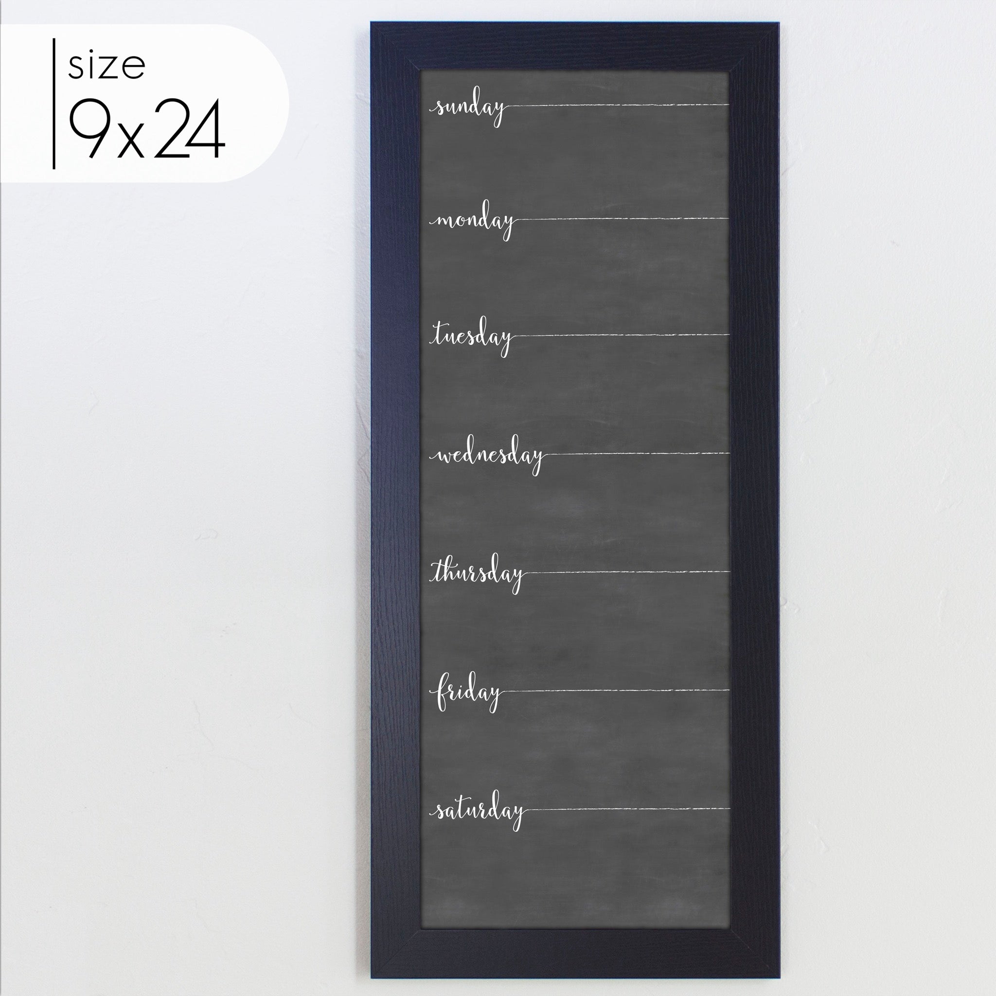 Slim Weekly Framed Chalkboard | Vertical Knope